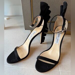 Jimmy Choo Black Suede Swarovski Crystal Heels – Size EU 40 – 100mm